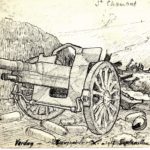 Dessin représentant une pièce d'artillerie, à Verdun (1917).