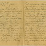 Letter of a soldier of the 5th Company of the 5th Army Non-combatant brigade of the Imperial Russian Army Krisjanis Rains to Otilija Krampe in Valmiera. Pages 1-2